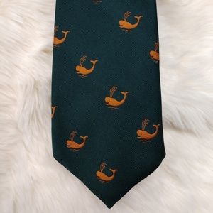 Rivetz of Boston men's tie green with golden whale